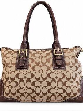 Coach Soho Signature Jacquard Satchel Brown Leather Y2K Vintage Bag